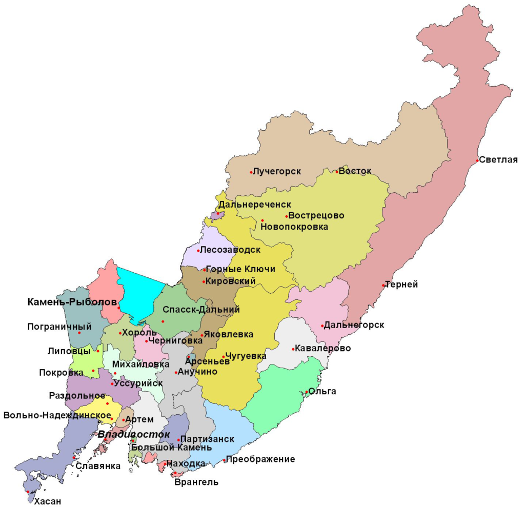 Уссурийский городской округ. Карта Приморского края с районами. Карта Приморского края по районам. Карта Приморья по районам. Районы Приморского края на карте с границами.